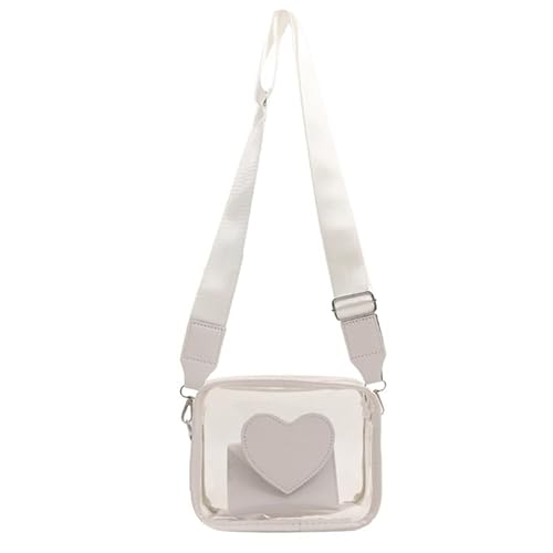 Transparente PVC-Tasche, transparente Umhängetasche, einzigartige Schultertasche, Handtasche, Stadiongenehmigung, mit PU-Brieftaschen-Set für mehrere Anwendungen, weiß von Jiqoe