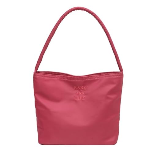 Vielseitige Nylon-Tragetasche für Mädchen und Frauen, lässige Handtasche, koreanischer Stil, trendige modische Tasche, beige/blau/schwarz/lila/rosarot, hot pink von Jiqoe