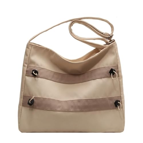 Vintage Umhängetasche für Damen Herren Student Messenger Bag Japanischer Stil Große Einkaufstasche Crossbody Bag, beige von Jiqoe