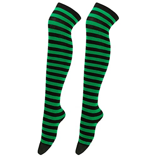 Stockings for Women Weihnachten Hohe Lange Strümpfe Überkniestrümpfe Weihnachten Cosplay Party Kostüme Socken Kniehohe Lange Gestreifte Strumpfsocken 1 Paar Damen Kniestrümpfe (Green, One Size) von Jiraunvy