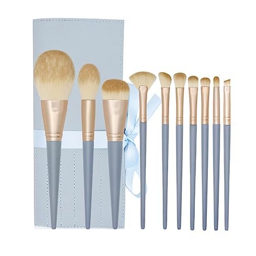 Jisapmzu 10-Teiliges Blaues Lidschatten-Make-Up-Pinsel-Set, Nylon, Puder, Foundation, Make-Up-Pinsel, Concealer, Rouge, Nylon-Make-Up-Pinsel, Beauty-Tools von Jisapmzu