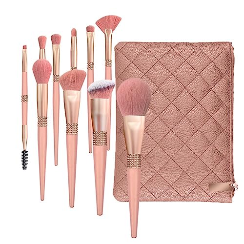 Jisapmzu 10-Teiliges Korallenrotes Brillantes Make-Up-Pinsel-Set für Weiches Haar, Lidschatten, Foundation, SchöNheit, Make-Up-KüNstler-Werkzeug-Set von Jisapmzu