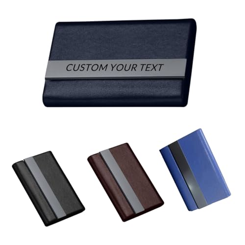 Jishiletao Individuelles Visitenkartenetui, personalisierbar, PU-Leder und Edelstahl, mehrere Brieftaschen, Kreditkarten- und Ausweishalter für Männer und Frauen, mit graviertem Logo und Jishiletao Individuelles Visitenkartenetui, personalisierbar, PU-Leder und Edelstahl, mehrere Brieftaschen, Kreditkarten- und Ausweishalter für Männer und Frauen, mit graviertem Logo und von Jishiletao