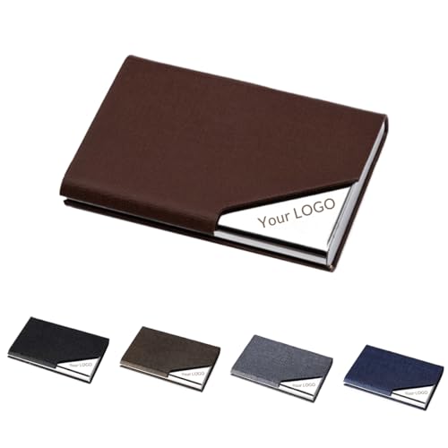 Jishiletao Individuelles Visitenkartenetui, personalisierbar, PU-Leder und Edelstahl, mehrere Brieftaschen, Kreditkarten- und Ausweishalter für Männer und Frauen, mit graviertem Logo und Jishiletao Individuelles Visitenkartenetui, personalisierbar, PU-Leder und Edelstahl, mehrere Brieftaschen, Kreditkarten- und Ausweishalter für Männer und Frauen, mit graviertem Logo und von Jishiletao