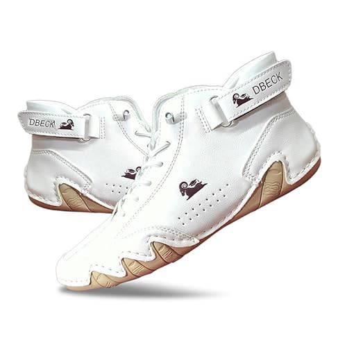 JishinGal Herren Wildleder Chukka Boots Leichte Barfuß-Wanderschuhe Outdoor Casual Italienische Handarbeit High Top Slip On Wandern, Weiss/opulenter Garten, 13.5 Women/12 Men von JishinGal