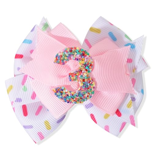 Jissoo Streuen Geburtstag Haarschleife für Baby Mädchen - Konfetti Erster Geburtstag Rosa Bowknot Party Dekorationen, Eis zum 1. Geburtstag (3. Baby Mädchen Haarschleife) von Jissoo