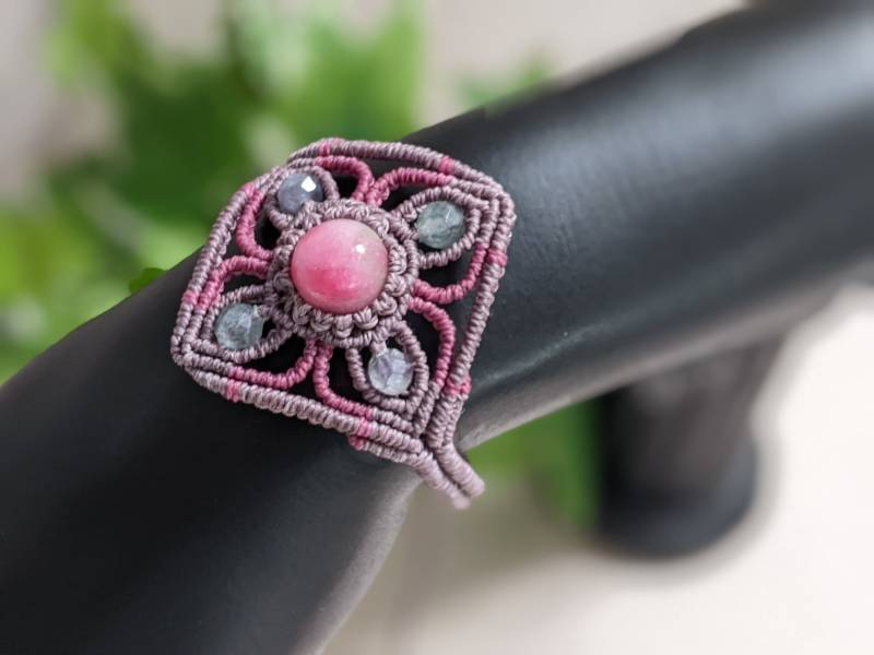 Macramee Armband Mit Jade - Und Fluorit Perlen, Micro-Macramee von JitisDream