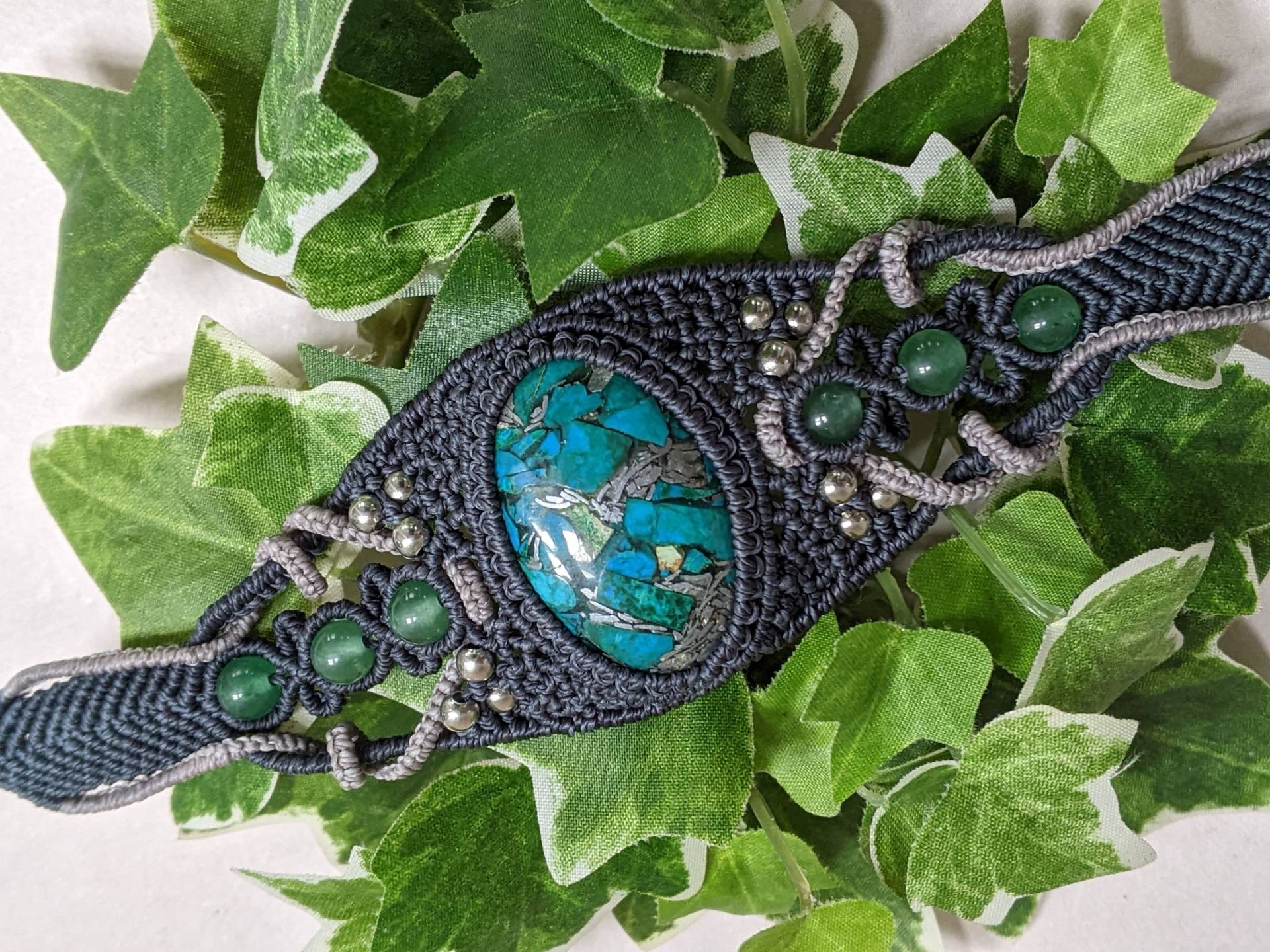 Macramee Armband Mit Kupfer Chrysocolla Cabochon, Edelstein, Festival Schmuck Macramee Armband Mit Kupfer Chrysocolla Cabochon, Edelstein, Festival Schmuck von JitisDream
