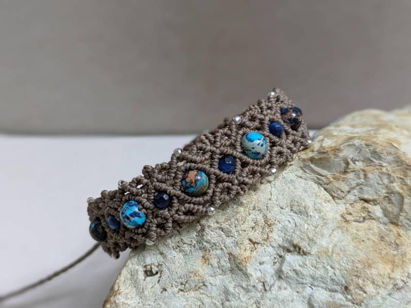 Macramee Armband Mit Sediment Jasper Perlen, Micro-Macramee von JitisDream
