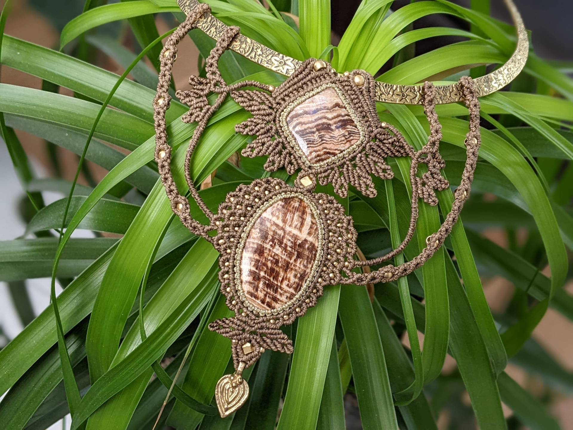 Macramee Halsreif, Halskette Mit Aragonit , Festival Schmuck von JitisDream