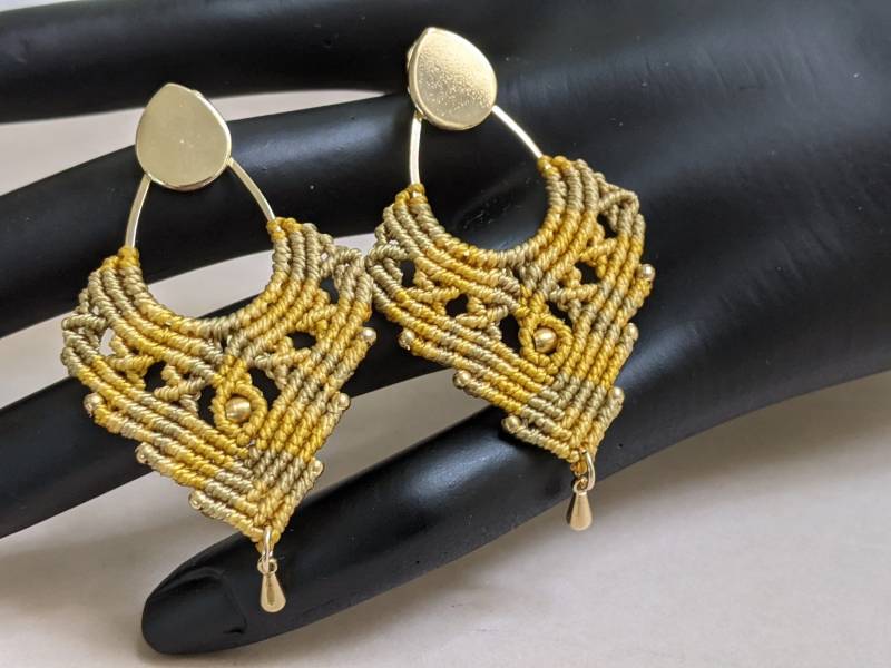 Micro-Macrame Doppeltropfen Ohrringe, Boho Style, 2 in 1 von JitisDream