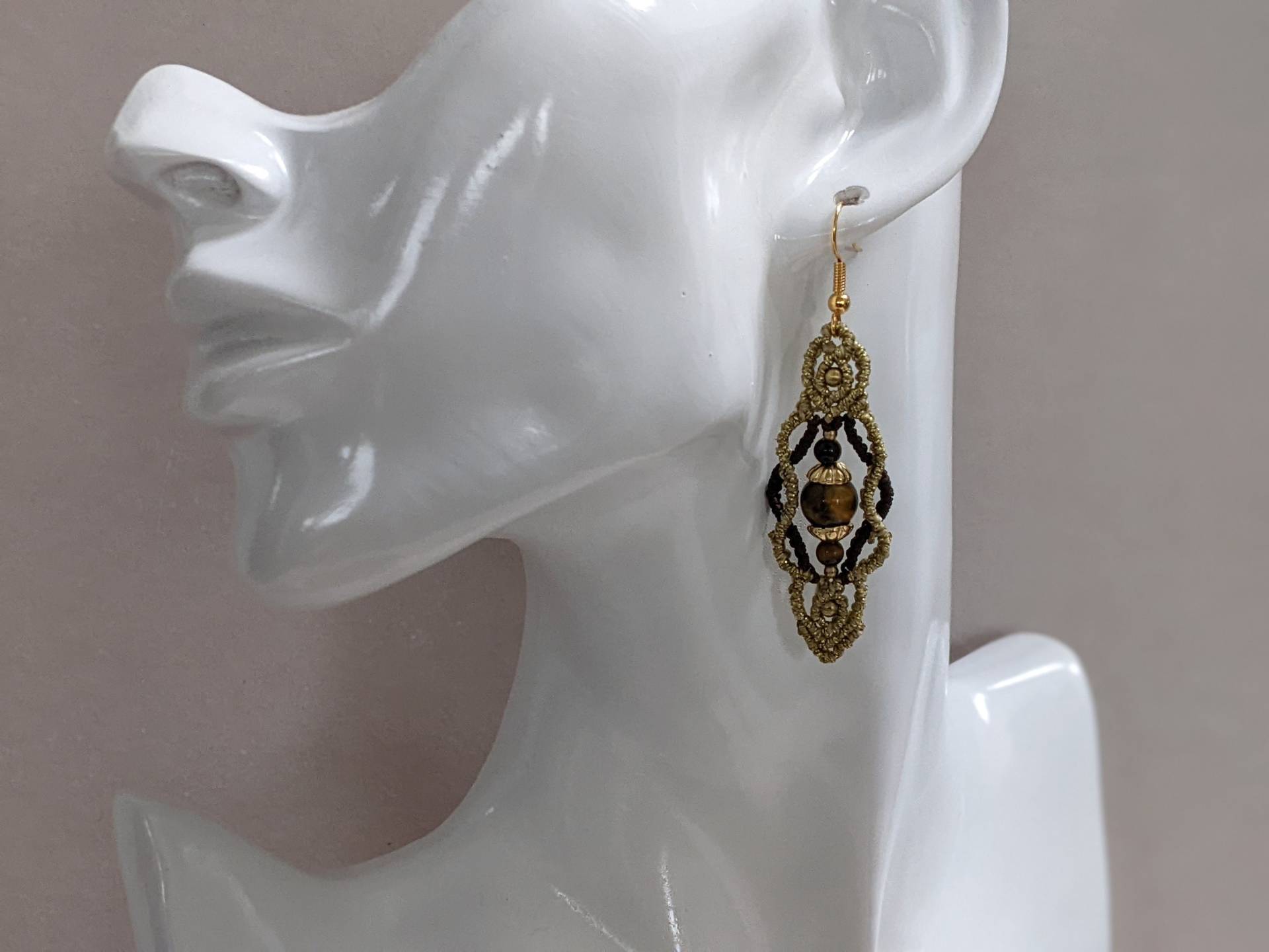 Micro-Macramee Ohrhänger Mit Tigerauge von JitisDream