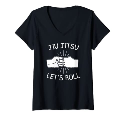 Damen Jiu Jitsu T-Shirt - Let's Roll BJJ Brasilianisches Jiujitsu-Hemd T-Shirt mit V-Ausschnitt von Jiu Jitsu Shirts