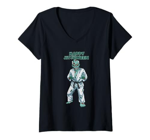 Damen Jiu Jitsu und MMA Halloween Zombie T-Shirt mit V-Ausschnitt von Jiu Jitsu Tank-Top