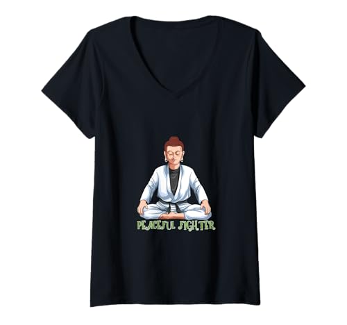 Damen Jiu Jitsu Buddha T-Shirt mit V-Ausschnitt Damen Jiu Jitsu Buddha T-Shirt mit V-Ausschnitt von Jiu Jitsu Trainingshemd