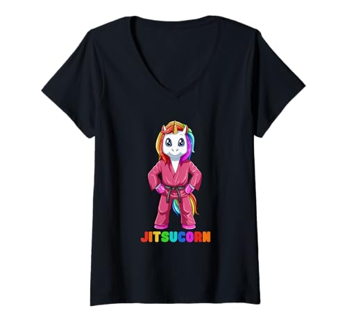 Damen Niedliches Jiu Jitsu Einhorn MMA T-Shirt mit V-Ausschnitt Damen Niedliches Jiu Jitsu Einhorn MMA T-Shirt mit V-Ausschnitt von Jiu Jitsu und Grappling Shirt