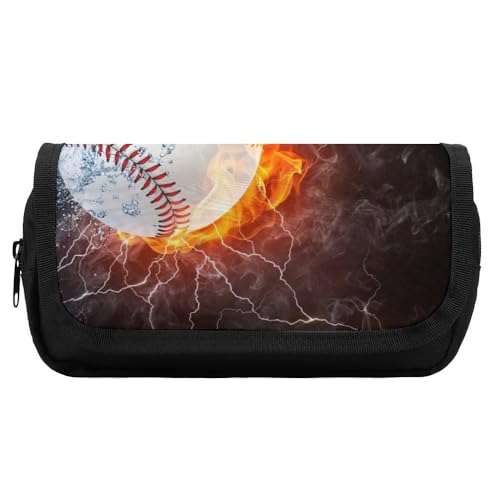 JiuPopular Doppellagiges Federmäppchen, Baseballball-Schreibwaren-Tasche als Federmäppchen für Büro und Schule, Geschäftsreisetasche oder kleine Werkzeugbox, Make-up-Tasche für Mädchen von JiuPopular