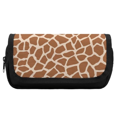 JiuPopular Doppellagiges Federmäppchen, Giraffenmuster, Tier-Schreibwaren-Tasche, verwendet als Federmäppchen für Büro und Schule, Geschäftsreise oder kleine Werkzeugbox, Make-up-Tasche für Mädchen von JiuPopular