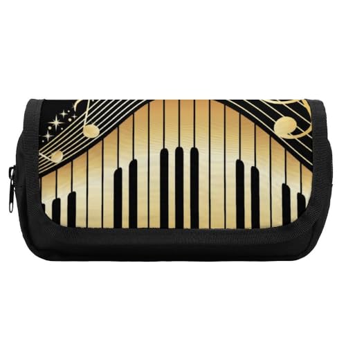 JiuPopular Doppellagiges Federmäppchen, Musiknoten, Schreibwaren-Tasche als Federmäppchen für Büro und Schule, Geschäftsreisetasche oder kleine Werkzeugbox, Make-up-Tasche für Mädchen von JiuPopular