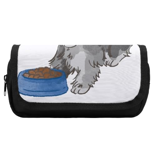 JiuPopular Doppellagiges Federmäppchen, Schnauzer DogStationery Bag verwendet als Federmäppchen für Büro und Schule, Geschäftsreise oder kleine Werkzeugbox, Mädchen Make-up-Tasche von JiuPopular
