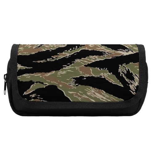 JiuPopular Doppellagiges Federmäppchen, Tiger Stripe CamoStationery Bag verwendet als Federmäppchen für Büro und Schule, Geschäftsreise oder kleine Werkzeugbox, Mädchen Make-up-Tasche von JiuPopular