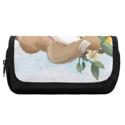 JiuPopular Doppellagiges Federmäppchen, bezauberndes kleines Faultier-Schreibwarenetui als Federmäppchen für Büro und Schule, Geschäftsreise oder kleine Werkzeugbox, Make-up-Tasche für Mädchen von JiuPopular