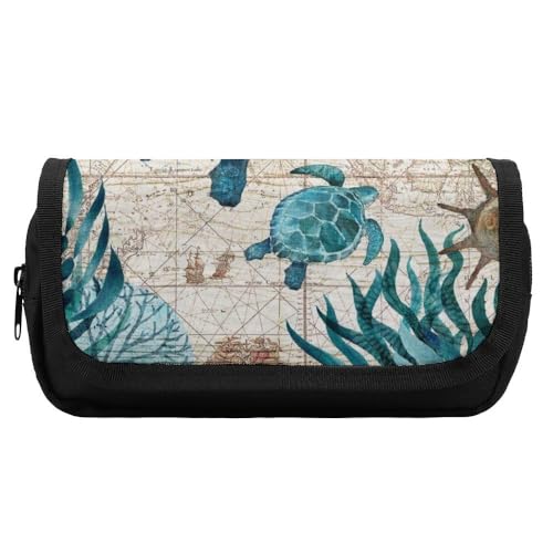 JiuPopular Doppellagiges Federmäppchen, coole TurtleStationery Tasche verwendet als Federmäppchen für Büro und Schule, Geschäftsreise oder kleine Werkzeugbox, Mädchen Make-up-Tasche von JiuPopular