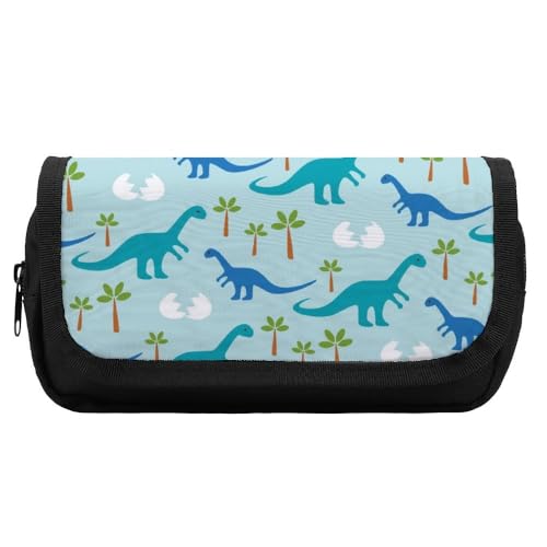JiuPopular Doppellagiges Federmäppchen, niedliche Anime-Dinosaurier-Schreibwaren-Tasche als Federmäppchen für Büro und Schule, Geschäftsreisetasche oder kleine Werkzeugbox, Make-up-Tasche für Mädchen von JiuPopular