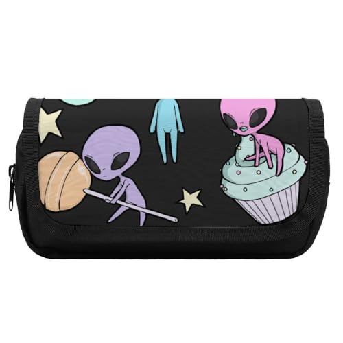 JiuPopular Doppelschichtiges Federmäppchen, AlienStationery Tasche verwendet als Federmäppchen für Büro und Schule, Business-Reisetasche oder kleine Werkzeugbox, Mädchen Make-up-Tasche von JiuPopular