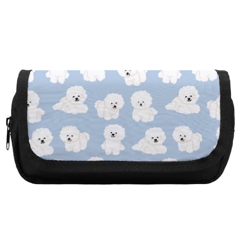 JiuPopular Doppelschichtiges Federmäppchen, BichonStationery Tasche verwendet als Federmäppchen für Büro und Schule, Geschäftsreise oder kleine Werkzeugbox, Mädchen Make-up-Tasche von JiuPopular