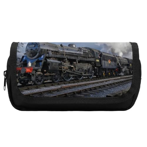 JiuPopular Doppelschichtiges Federmäppchen, Eisenbahn-Dampf-Training, Schreibwaren-Tasche als Federmäppchen für Büro und Schule, Geschäftsreisetasche oder kleine Werkzeugbox, Make-up-Tasche für von JiuPopular