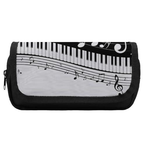 JiuPopular Doppelschichtiges Federmäppchen, Klaviertasten, Schreibwaren-Tasche als Federmäppchen für Büro und Schule, Geschäftsreise oder kleine Werkzeugbox, Make-up-Tasche für Mädchen von JiuPopular