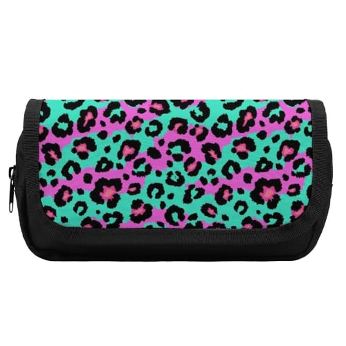 JiuPopular Doppelschichtiges Federmäppchen, Leoparden- und Zebra-Schreibwaren-Tasche als Federmäppchen für Büro und Schule, Geschäftsreisetasche oder kleine Werkzeugbox, Make-up-Tasche für Mädchen von JiuPopular