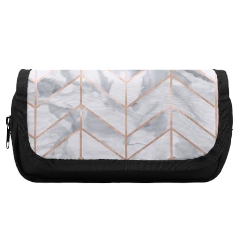 JiuPopular Doppelschichtiges Federmäppchen, Marmor-Rosa, Schreibwaren-Tasche als Federmäppchen für Büro und Schule, Geschäftsreisetasche oder kleine Werkzeugbox, Make-up-Tasche für Mädchen von JiuPopular