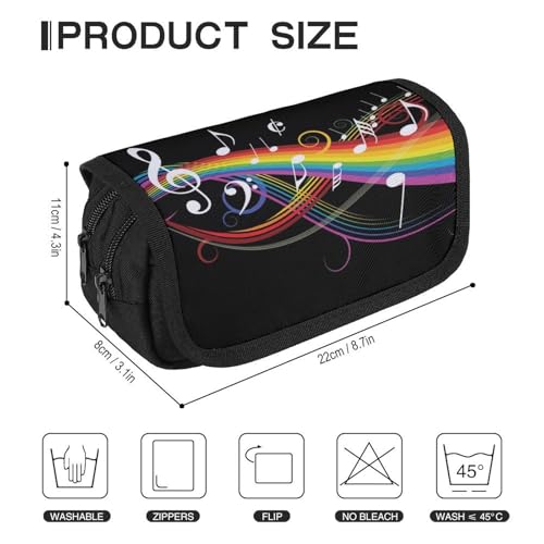 JiuPopular Doppelschichtiges Federmäppchen, Regenbogen-Musik-Notizbuch, Schreibwaren-Tasche als Federmäppchen für Büro und Schule, Geschäftsreise oder kleine Werkzeugbox, Make-up-Tasche für Mädchen von JiuPopular
