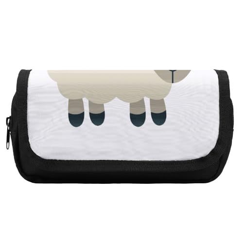 JiuPopular Doppelschichtiges Federmäppchen, Schaf-Schreibwaren-Tasche als Federmäppchen für Büro und Schule, Business-Reisetasche oder kleine Werkzeugbox, Make-up-Tasche für Mädchen von JiuPopular