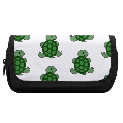 JiuPopular Doppelschichtiges Federmäppchen, Schildkrötenmuster, Schreibwaren-Tasche als Federmäppchen für Büro und Schule, Geschäftsreise oder kleine Werkzeugbox, Make-up-Tasche für Mädchen von JiuPopular