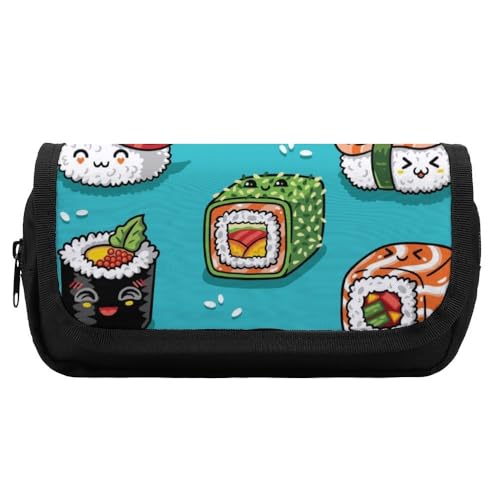 JiuPopular Doppelschichtiges Federmäppchen, Sushi-Stil, Schreibwaren-Tasche als Federmäppchen für Büro und Schule, Geschäftsreise oder kleine Werkzeugbox, Make-up-Tasche für Mädchen von JiuPopular