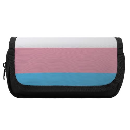 JiuPopular Doppelschichtiges Federmäppchen, Transgender-Flagge, Schreibwaren-Tasche als Federmäppchen für Büro und Schule, Geschäftsreisetasche oder kleine Werkzeugbox, Make-up-Tasche für Mädchen von JiuPopular
