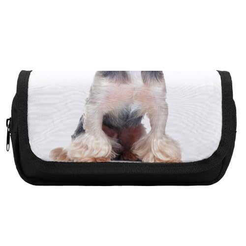 JiuPopular Doppelschichtiges Federmäppchen, Yorkshire TerrierSchreibwaren-Tasche als Federmäppchen für Büro und Schule, Geschäftsreisetasche oder kleine Werkzeugbox, Make-up-Tasche für Mädchen von JiuPopular