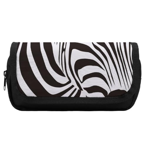 JiuPopular Doppelschichtiges Federmäppchen, Zebrastreifen, Schreibwaren-Tasche als Federmäppchen für Büro und Schule, Geschäftsreisetasche oder kleine Werkzeugbox, Make-up-Tasche für Mädchen von JiuPopular