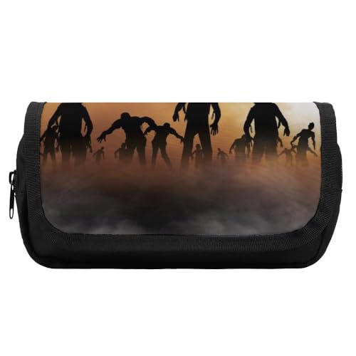 JiuPopular Doppelschichtiges Federmäppchen, Zombies Dead Men Walking Body at NightStationery Bag Used As Pencil Case for Office and School, Business Travel Bag Or Small Tool Box, Girls Makeup Bag von JiuPopular