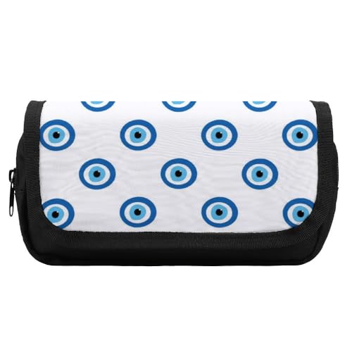 JiuPopular Doppelschichtiges Federmäppchen, böse Blicke, Schreibwaren-Tasche als Federmäppchen für Büro und Schule, Geschäftsreisetasche oder kleine Werkzeugbox, Make-up-Tasche für Mädchen von JiuPopular