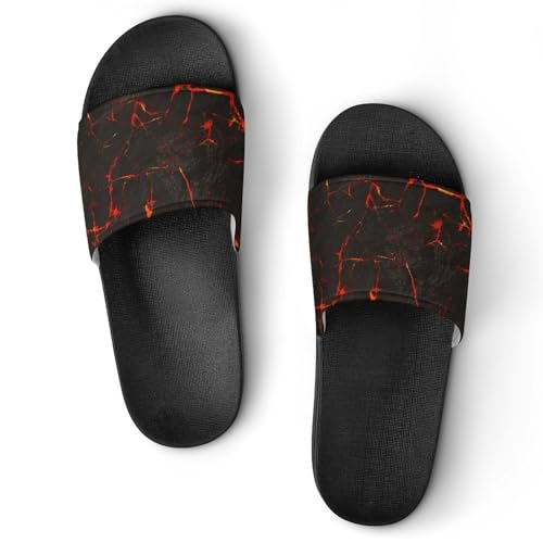 JiuPopular Dusch Hausschuhe Volcanic Lava Crack Sliders für Damen und Herren rutschfeste Slides, Schwarzer Stil, 42.5 EU JiuPopular Dusch Hausschuhe Volcanic Lava Crack Sliders für Damen und Herren rutschfeste Slides, Schwarzer Stil, 42.5 EU von JiuPopular