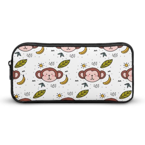 JiuPopular Federmäppchen, Affenmuster, Bananen-Schreibwaren-Tasche als Federmäppchen für Büro und Schule, Geschäftsreisetasche oder kleine Werkzeugbox, Make-up-Tasche für Mädchen von JiuPopular