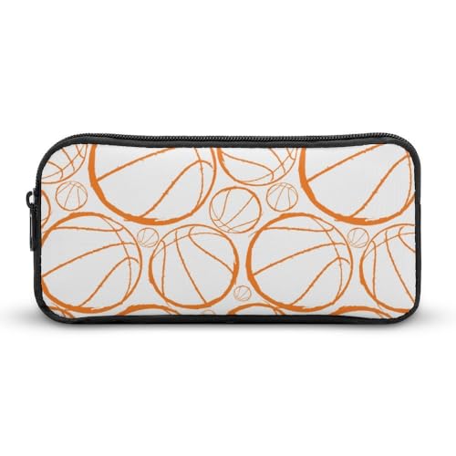 JiuPopular Federmäppchen, Basketball-Sport-Muster, Schreibwaren-Tasche als Federmäppchen für Büro und Schule, Business-Reisetasche oder kleine Werkzeugbox, Make-up-Tasche für Mädchen von JiuPopular