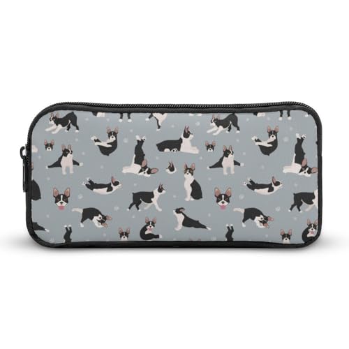 JiuPopular Federmäppchen, Boston Terrier DogStationery Tasche verwendet als Federmäppchen für Büro und Schule, Geschäftsreise oder kleine Werkzeugbox, Mädchen Make-up-Tasche von JiuPopular