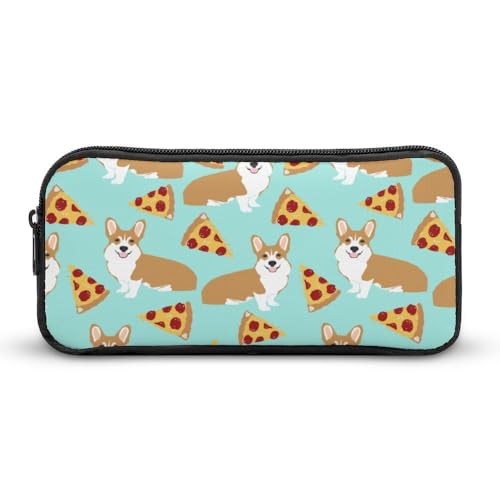 JiuPopular Federmäppchen, Corgi und PizzaStationery Tasche als Federmäppchen für Büro und Schule, Geschäftsreise oder kleine Werkzeugbox, Mädchen Make-up-Tasche von JiuPopular