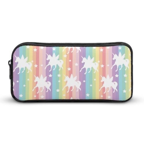 JiuPopular Federmäppchen, Einhorn-Muster, Regenbogen-Schreibwaren-Tasche als Federmäppchen für Büro und Schule, Geschäftsreisetasche oder kleine Werkzeugbox, Make-up-Tasche für Mädchen von JiuPopular