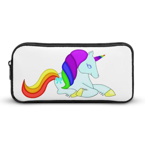 JiuPopular Federmäppchen, Einhorn-Regenbogenfarben, niedliches Schreibwarenetui für Büro und Schule, Business-Reisetasche oder kleine Werkzeugbox, Make-up-Tasche für Mädchen von JiuPopular